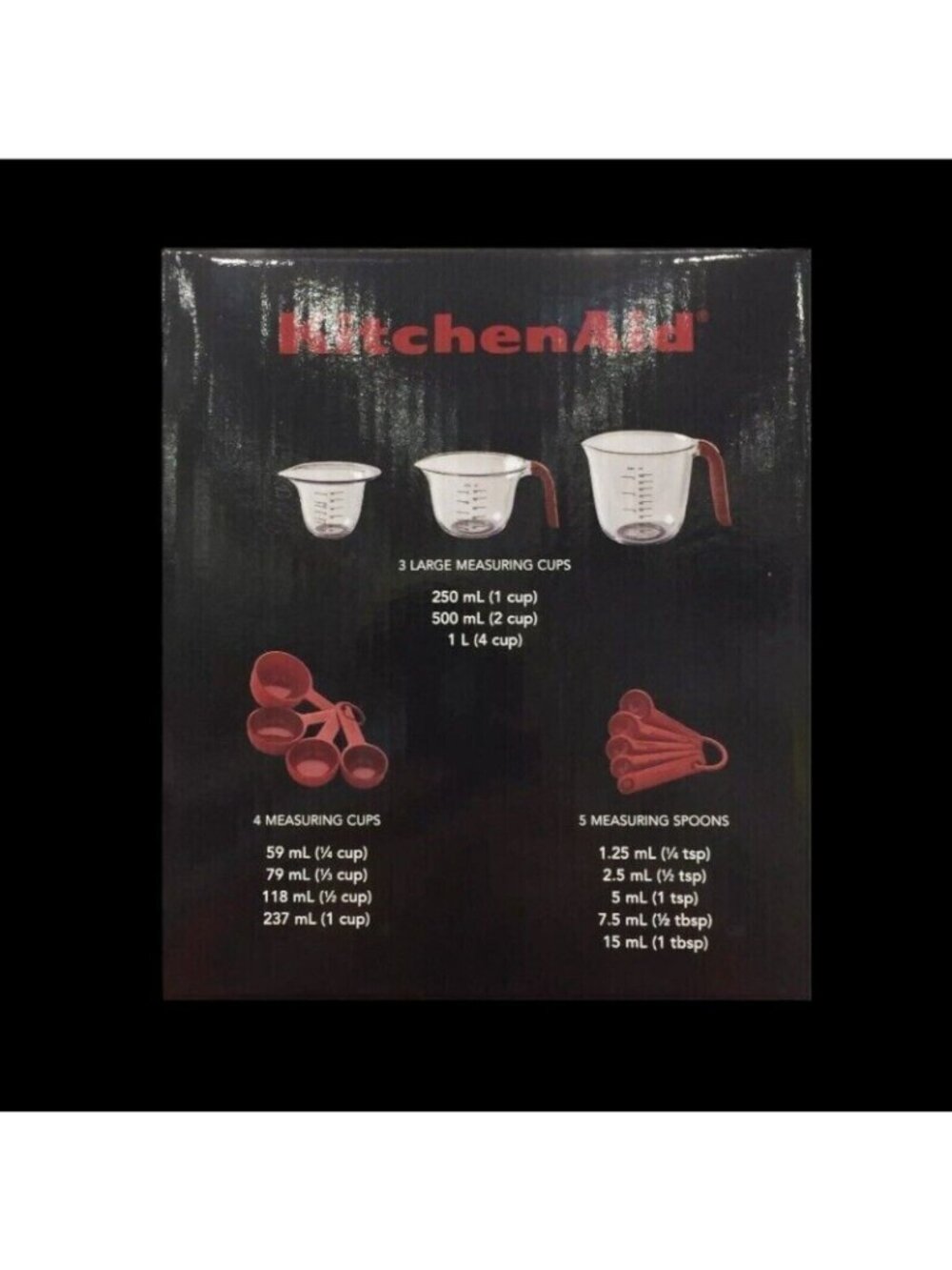 KitchenAid Measuring Set Includes Measuring Cups and Spoons Red Lot Brand New - Picture 3 of 8